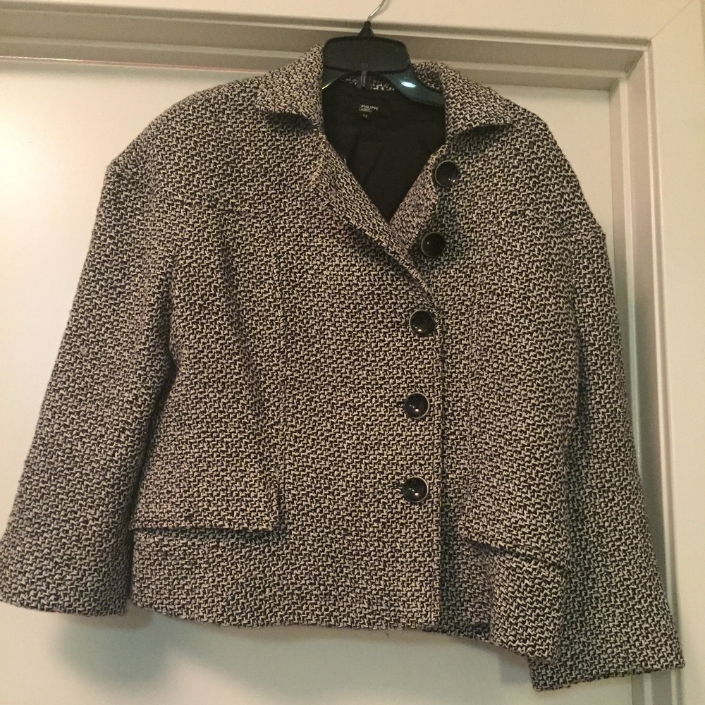 Phillipe Adec Tweed Cropped Asymmetrical Jacket